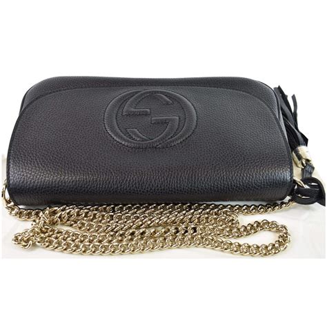 gucci black flap bag|Gucci shoulder bag with chain.